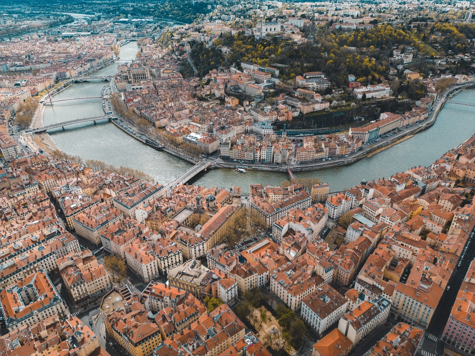 Vue aérienne de Lyon