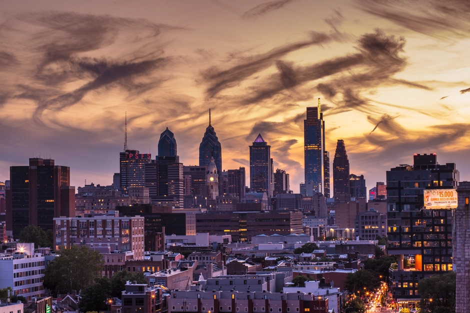 Coucher de soleil sur Philadelphie