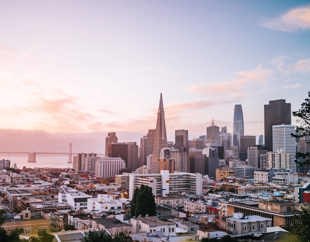 City rooftops during the golden hour